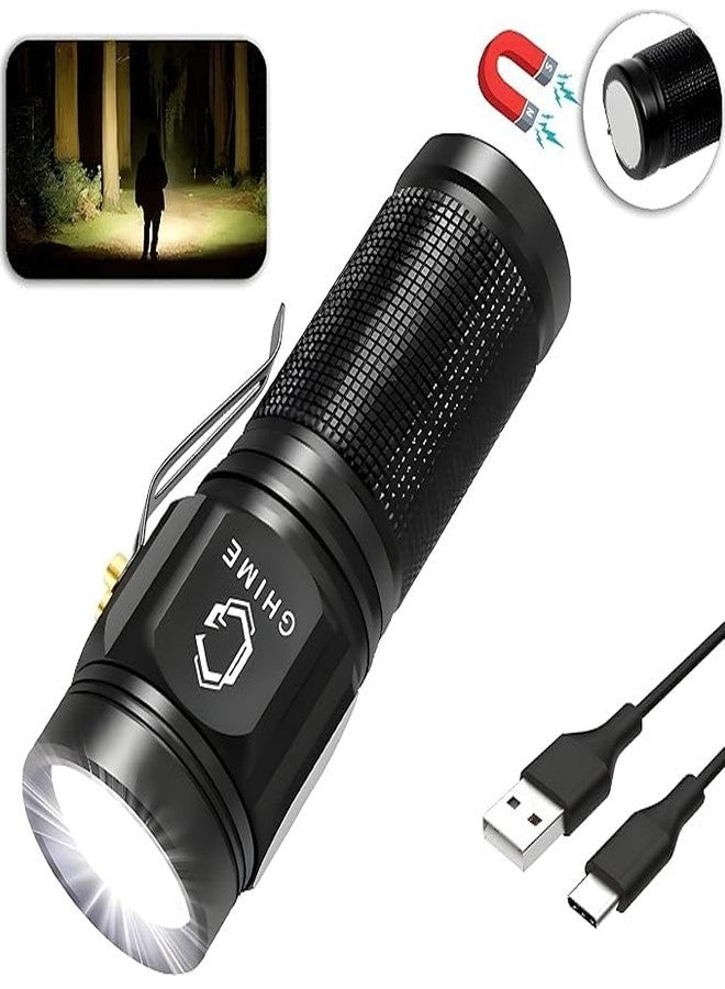 GHIME Torch Light High Power, Mini LED Flashlight Rechargeable 20000 Lumens with 5 Light Modes, Pocket with Clip, Magnetic Flashlight for EDC, Camping, Hiking, Emergency (Modern) - Image 1